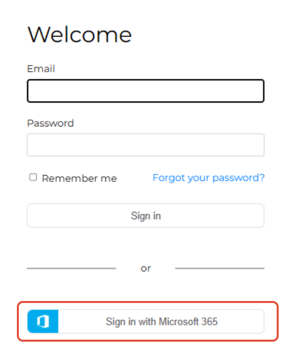 Signature 365 login page with the Sign in with Microsoft 365 button